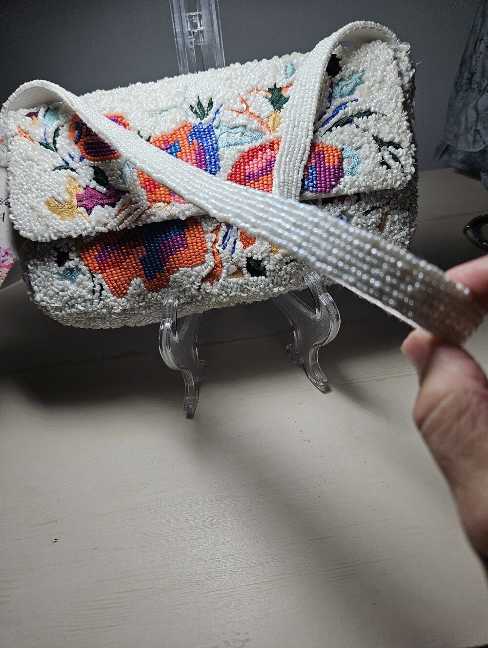 NWT Handcrafted in India Viral Beaded Floral Shoulder Bag – Boutique Style - Picture 3 of 7